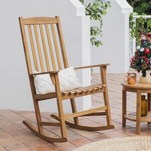 Cambridge Casual Bentley Outdoor Porch Rocking Chair for Patio Furniture, Teak Wood