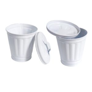 aiting mini trash can & iron garbage can pencil cup holder 2pcs (white)