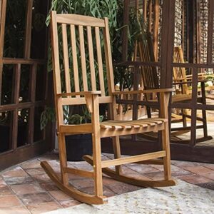 Cambridge Casual Bentley Outdoor Porch Rocking Chair for Patio Furniture, Teak Wood