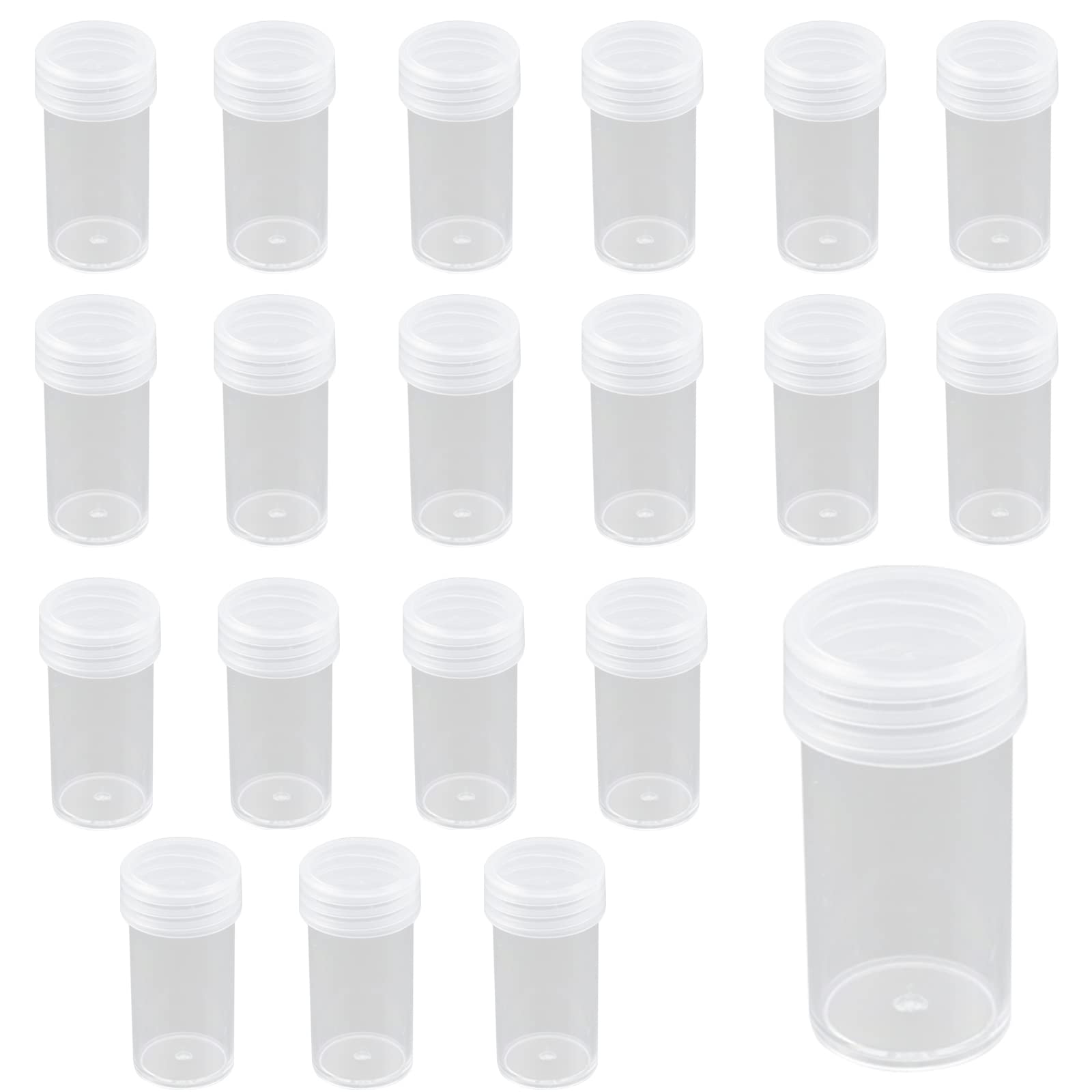 Tighall 20 Pack Diamond Embroidery Storage Jars Small Beads Storage Container Refills Clear Plastic Storage Box for 5D DIY Diamond Cross Stitch Tools Nail for Small Object (20Pcs, Round)