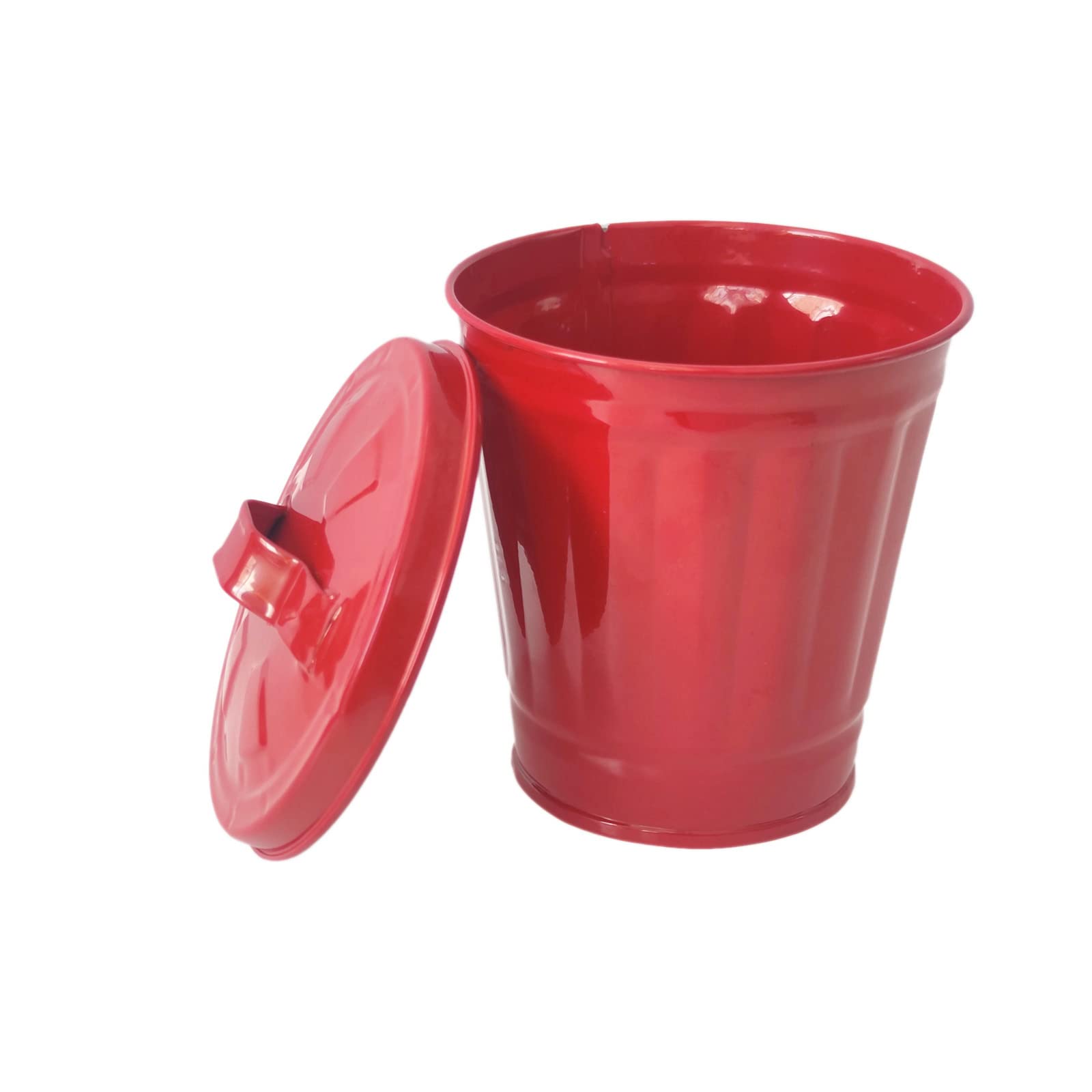 AITING Mini Trash can & Iron Garbage can Pencil Cup Holder 2pcs (Red)