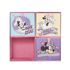 Idea Nuova Disney Minnie Mouse Collapsible Soft Storage Cubby with 3 Collapsible Cubes