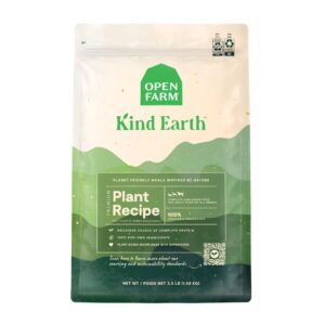 open farm kind earth plant based dry dog kibble, natural vegan dog food, source of complete protein, nutrient-dense, highly digestible, hypoallergenic, lower carbon footprint (3.5 pound pack of 1)