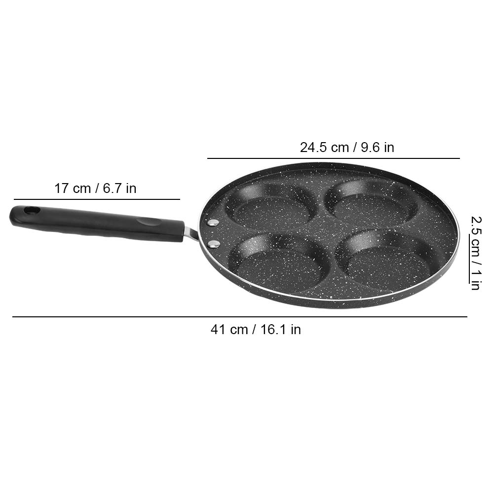 Joyzan 4 Cup Egg Frying Pan, Aluminum Non Stick Pancake Fried Pan Multi Skillet Omelet Nonstick Circle Breakfast Swedish Crepe Burgers Bacon Beige Vegetable Patties Gas Stove Cooker Induction Camping