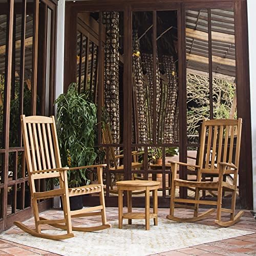 Cambridge Casual Bentley Outdoor Porch Rocking Chair for Patio Furniture, Teak Wood