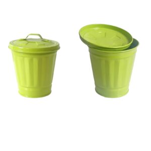 aiting mini trash can & iron garbage can pencil cup holder 2pcs (green)