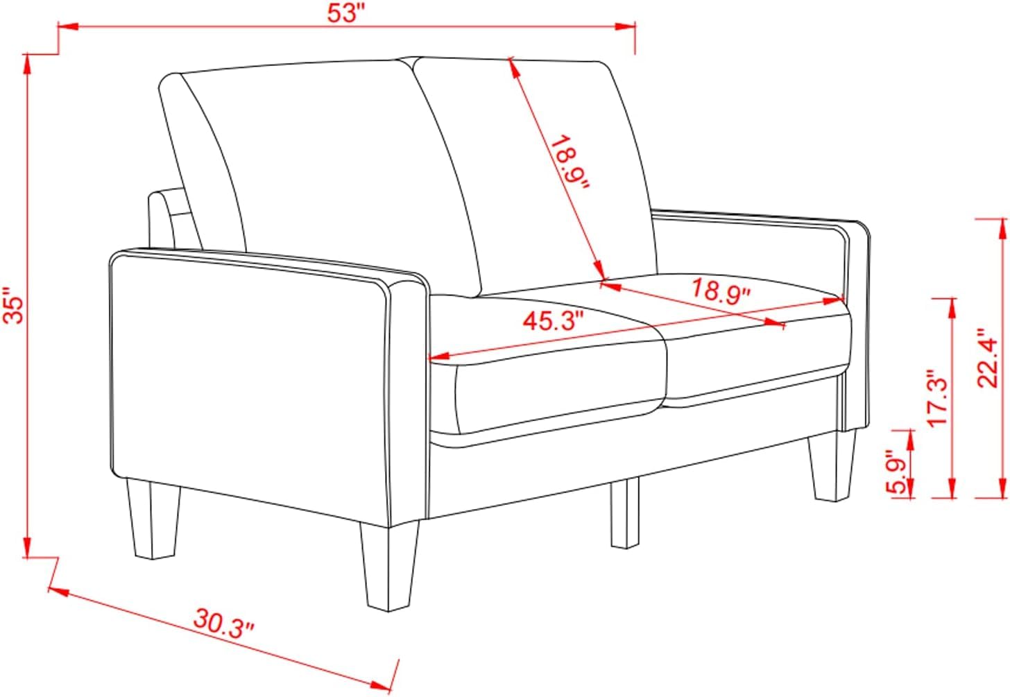 Harper & Bright Designs 2-Piece Living Room Sofa Set with Storage Box, Modern Upholstered Sofa Sets with 3-Seat Couch and Loveseat Sofa for Living Room and Bedroom (2+3 Seat, Light Grey)