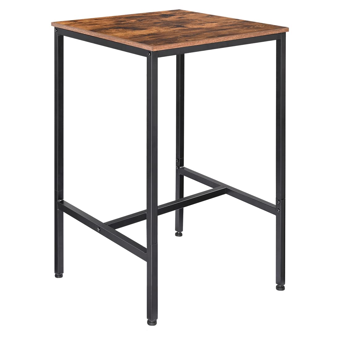 RokiaTek Bar Table Pub Dining Height Table Small Kitchen Table 23.6”L x 23.6”W x 36.4”H Industrial for Living Room Study, Steel Frame and MDF Table Top, Rustic Brown and Black