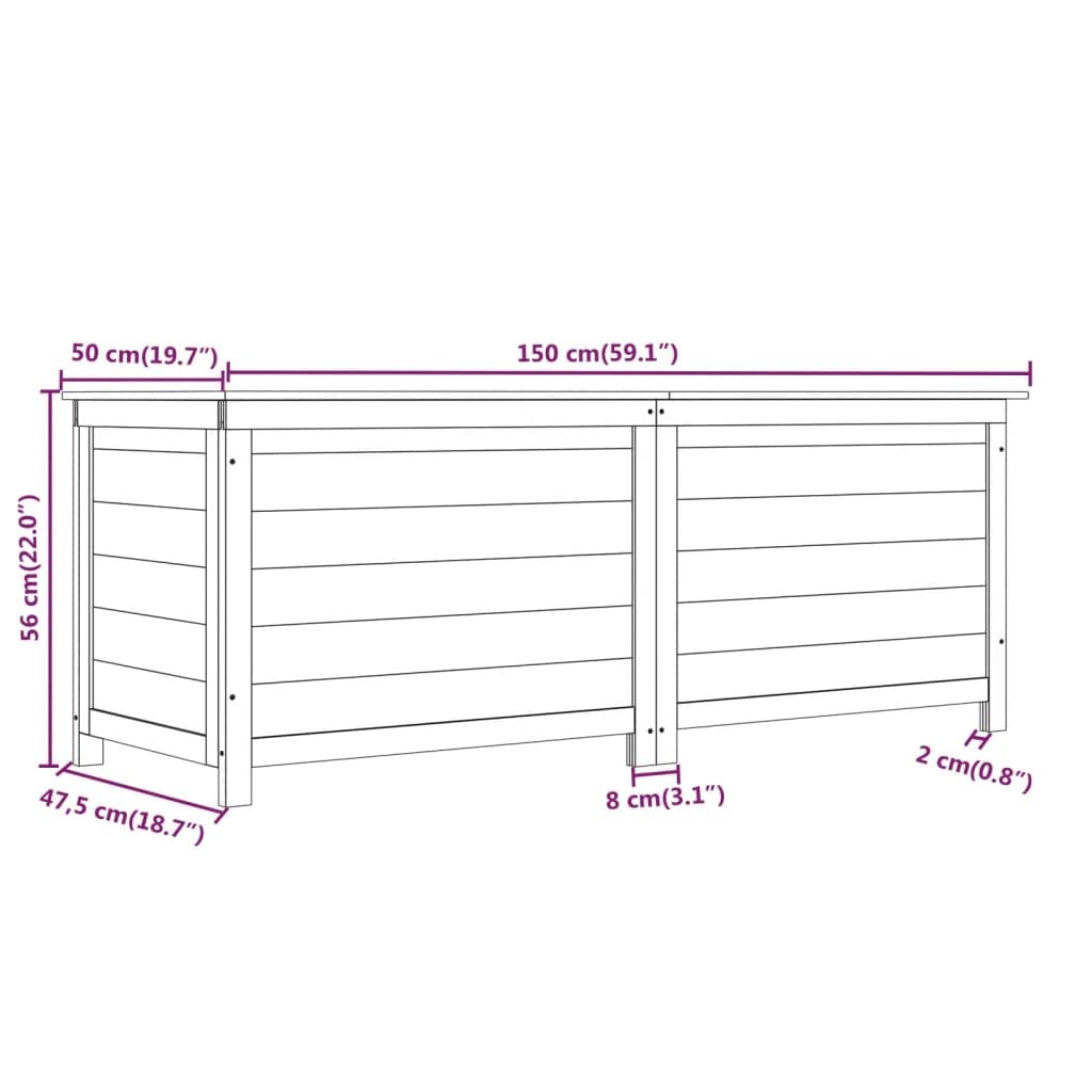 vidaXL- Solid Fir Wood Patio Cushion Storage Box, Anthracite-Colored, Ample Storage Space 59.1"x19.7"x22", Assembly Required