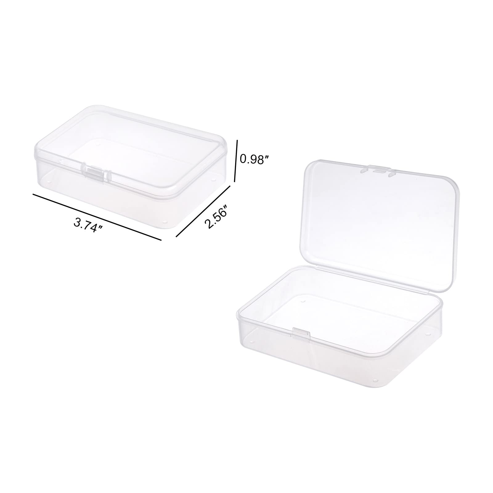 MULIANBOX Small Plastic Box with Lid 10 Pack 3.54x2.36x0.8 inch Clear Small Bead Containers Craft Storage Boxes for Beads, Jewelry Making, Sewing Findings, Clips, Pins