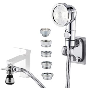 moselny sink faucet sprayer attachment, faucet shower sprayer with 59” stainless steel hose for hair washing&pet shower for bathroom bathtub, kitchen faucet,garden tub,utility laundry tub