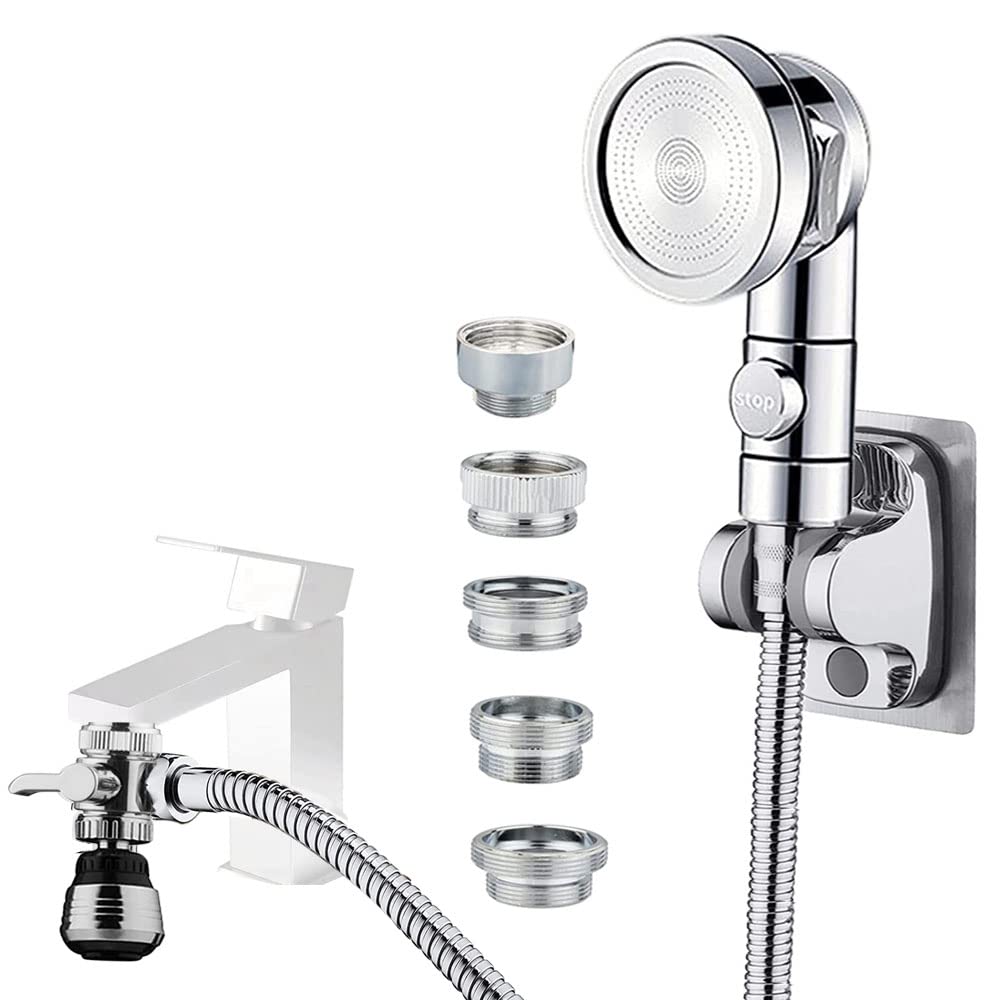 MOSELNY Sink Faucet Sprayer Attachment, Faucet Shower Sprayer with 59” Stainless Steel Hose for Hair Washing&Pet Shower for Bathroom Bathtub, Kitchen Faucet,Garden Tub,Utility Laundry Tub