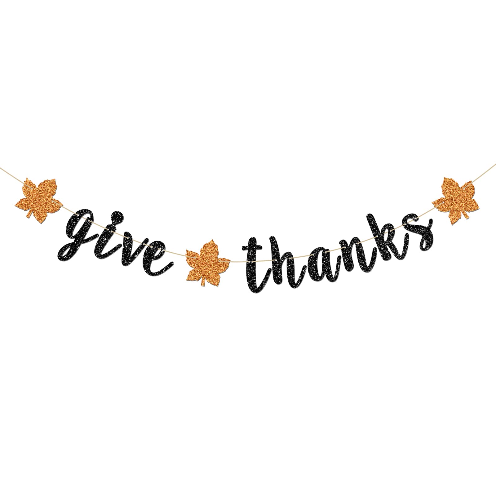 INNORU Give Thanks Banner, Thanksgiving Day Party Decorations, Hello Autumn Party Banner, Thank You Party Decoration Suppllies, Black Glitter