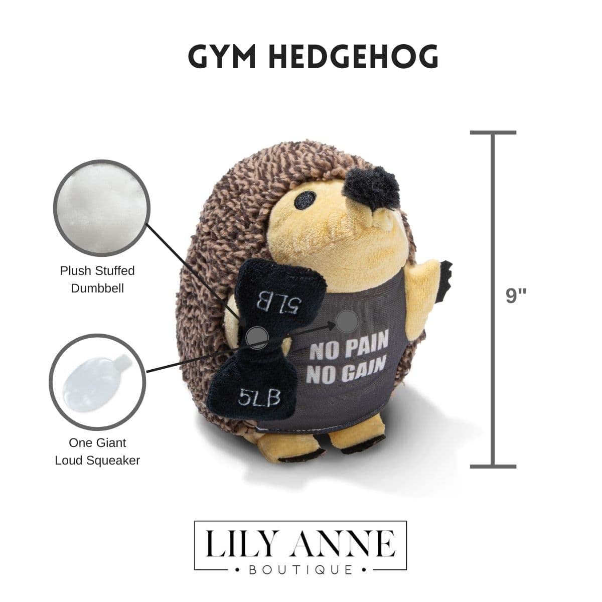 Gym Hedgehog Dog Toy with Plush Dumbbell - Large Chubby Gym Toys For Dogs - Dog Chew Toy - Hedgehog Dog Chew Toys Gym Dog Toy - Gym Toys For Dogs - Fitness Dog Toy - 8" (Single, Fitness)