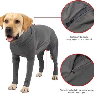 Dog Long Sleeve Onesies for Surgery Recovery Full Body Suit for Shedding, Dog Pjs for Large Dogs Lightweight (XL, Dark Grey)