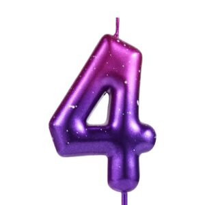 luter 2.36 inches purple and blue number candle, numeral birthday candles galaxy gradient candles wax cake toppers decorations for mermaid themed party birthday wedding anniversary (4)