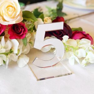 OnDisplay Luxe Laser Cut Mirrored Acrylic Wedding/Party/Event Table Numbers (Silver, 1-10)