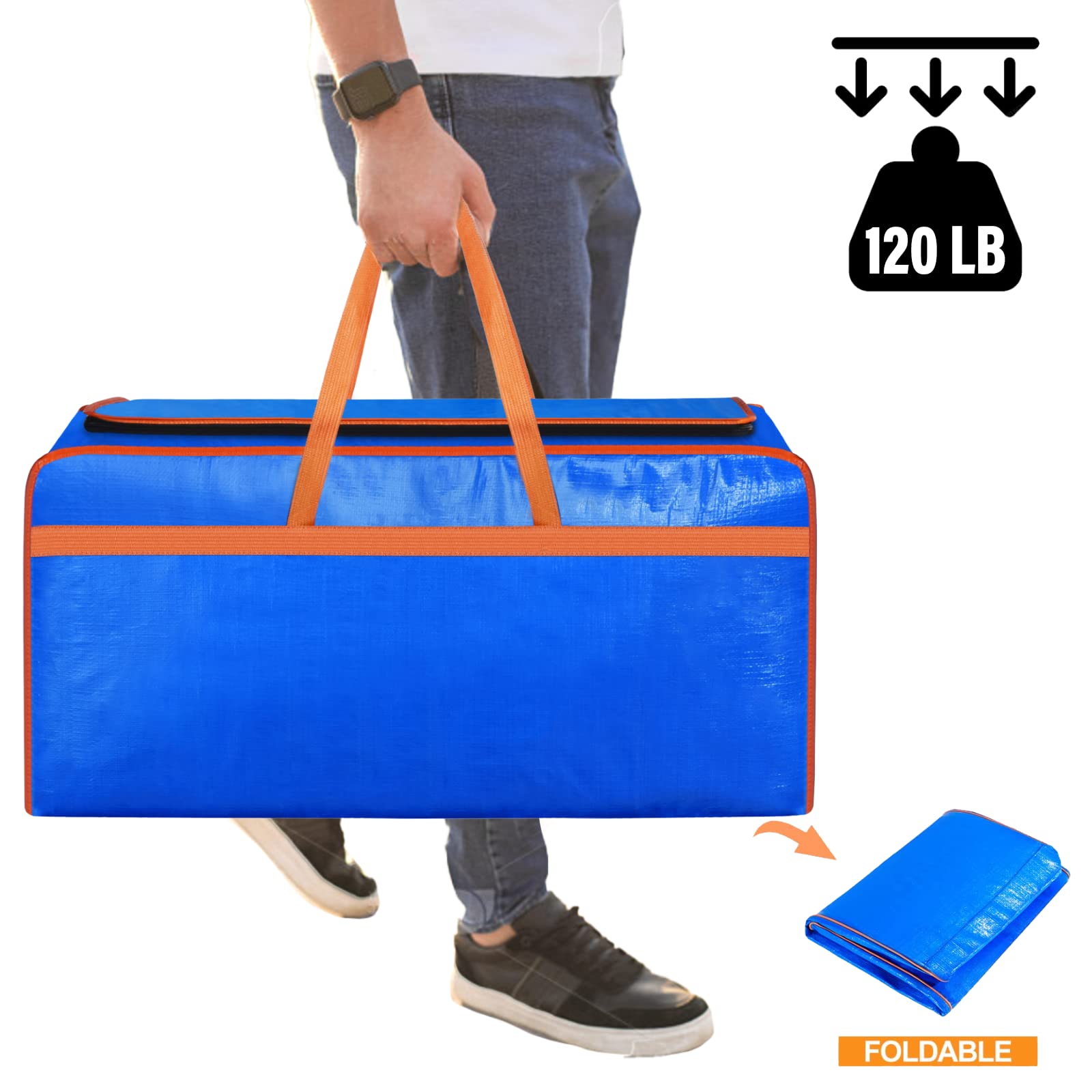 150L Moving Bags Heavy Duty Extra Large Duffel Bags, Moving Supplies 40 Gallon Plastic Moving Storage Bags with Zipper, Moving Totes for Storage Packing Bags for Moving, Traveling, 2Pack