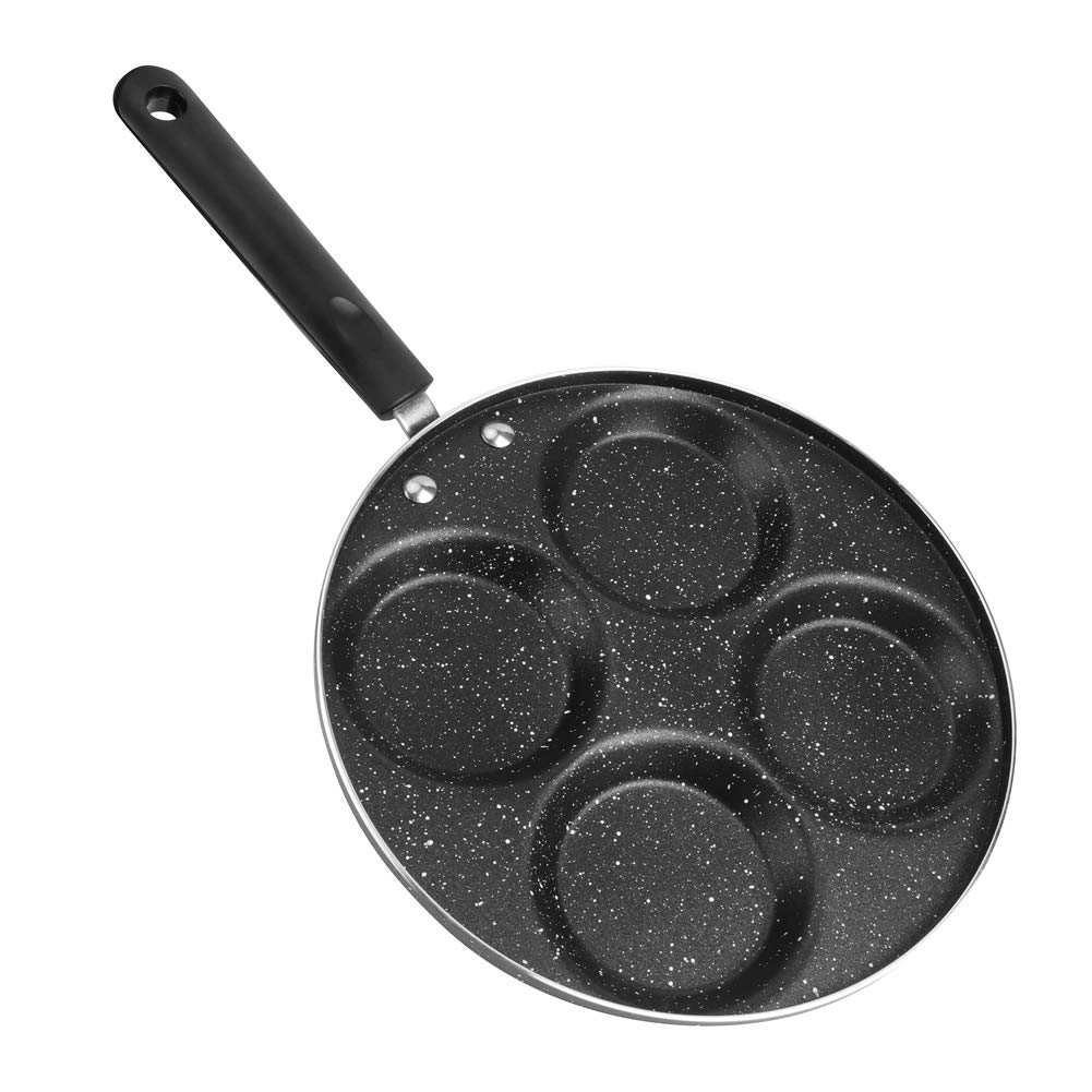 Joyzan 4 Cup Egg Frying Pan, Aluminum Non Stick Pancake Fried Pan Multi Skillet Omelet Nonstick Circle Breakfast Swedish Crepe Burgers Bacon Beige Vegetable Patties Gas Stove Cooker Induction Camping