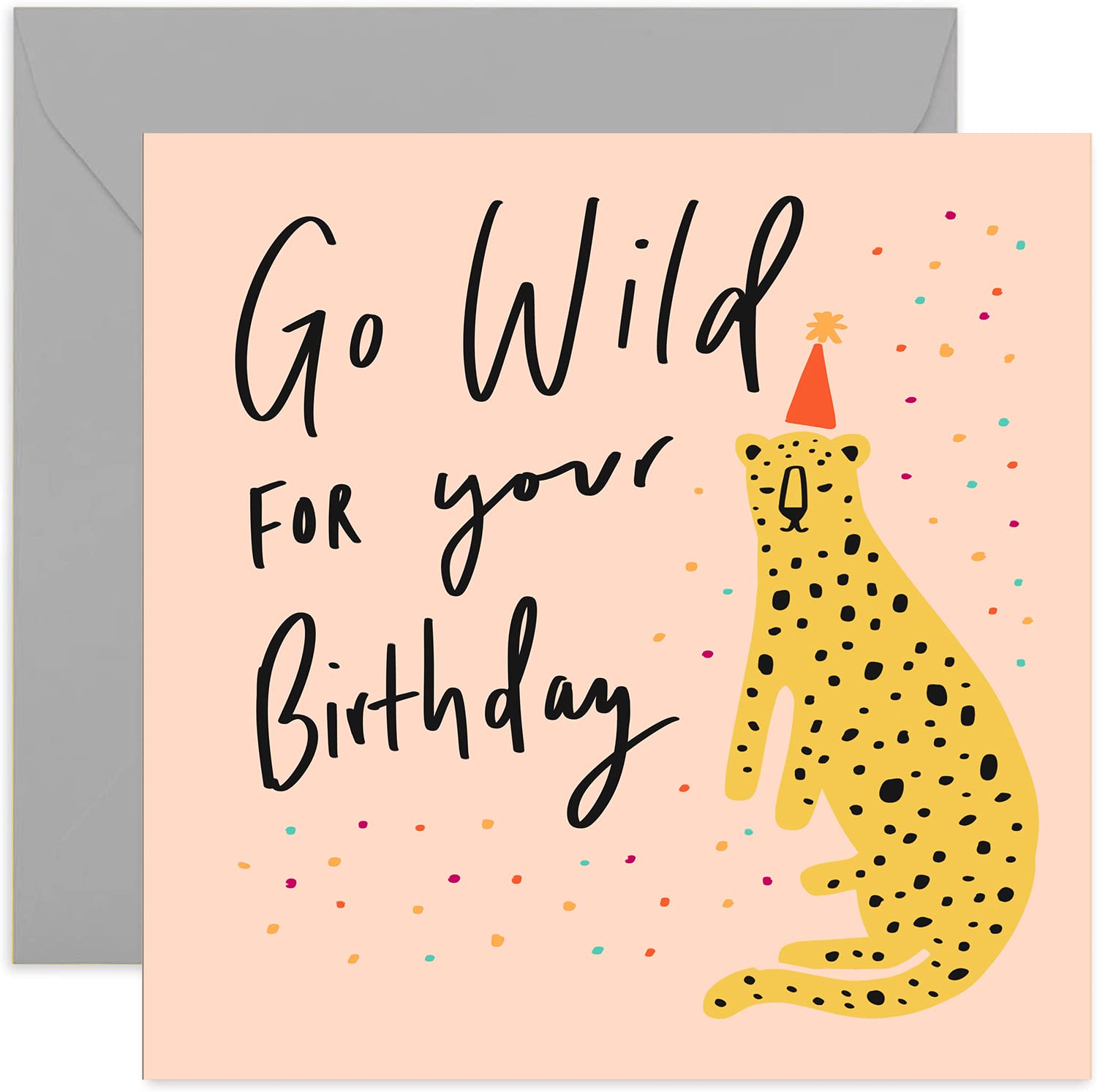 Old English Co. Go Wild Leopard Birthday Card - Birthday Cards for Women | Wild Animal Card | Blank Inside & Envelope Included