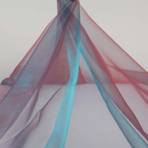 Lightweight 2 Tone Voile Fabric Sheer Organza Iridescent Turquoise with Red - 58 Inch by 5 Yards