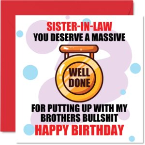 funny birthday cards for sister in law - massive well done - joke happy birthday card for sister in law, sister in law birthday gifts, 5.7 x 5.7 inch greeting cards gift from in laws