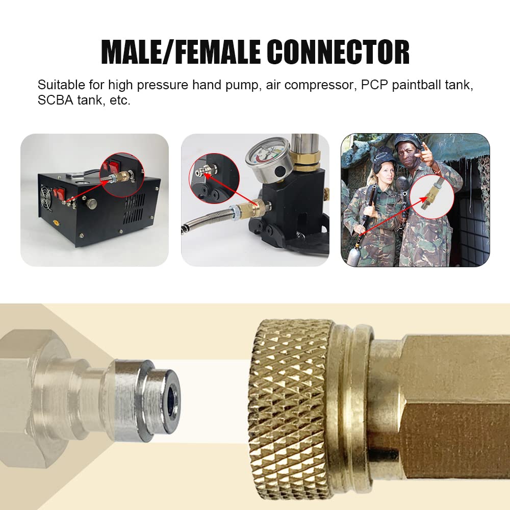 Universal 1/8 NPT female connector and 8mm quick disconnect plug adapter for PCP paintball charging accessories with air compressor sealing O-ring.