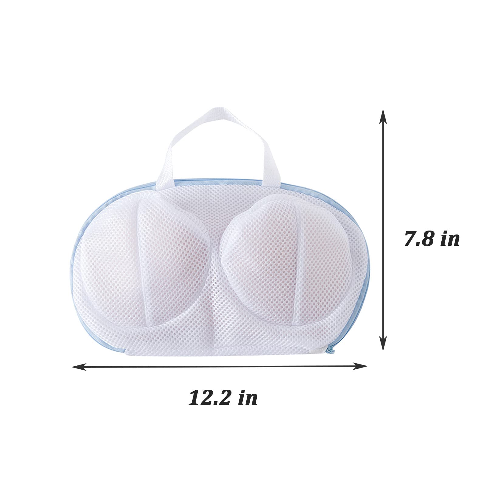 4Pcs Bra Washing Bag for Laundry, High Permeability Bra-shaped Mesh Wash Bags Lingerie Laundry Bags with Handle and Zipper Underwear Bag for Brassiere Women Laundry Storage (Blue+Grey)