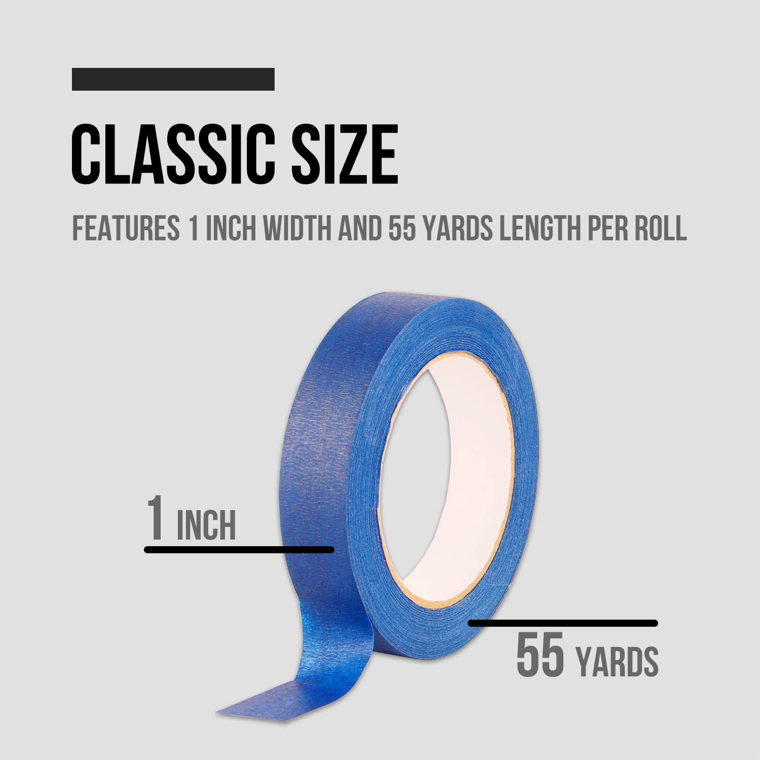 Lichamp 3 Pack Blue Painters Tape 1 inch, Blue Masking Tape 1 inch x 55 Yards x 3 Rolls (165 Total Yards)