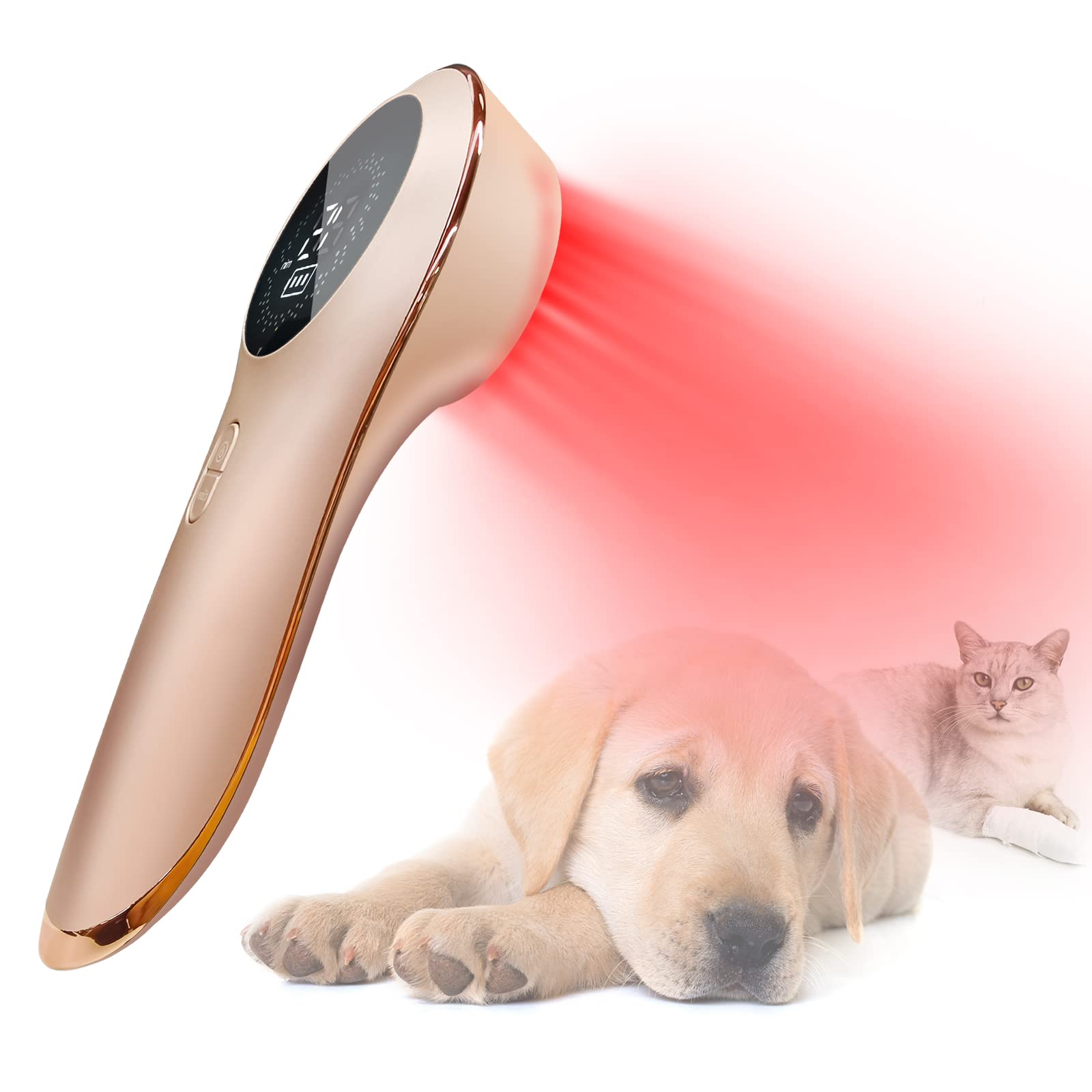 Coldlaser Veterinary Physiotherapy Vet Use Device, Muscle & Joint Pain Relieve Treat Arthritis, Portable Infrared Red Light Machine with 5*808nm & 11*650nm Wavelength for Pet Dog, Cat, Horse, Cattle