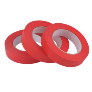 lichamp 3 pack red painters tape 1 inch, red masking tape 1 inch x 55 yards x 3 rolls (165 total yards)