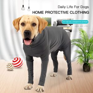 Dog Long Sleeve Onesies for Surgery Recovery Full Body Suit for Shedding, Dog Pjs for Large Dogs Lightweight (XL, Dark Grey)