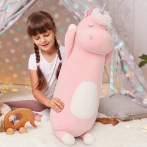 MorisMos 36.2" Unicorn Body Pillow Large Hugging Pillow Unicorn Stuffed Animal,Soft Plush Toy for Kids Girl, Animal Body Pillow for Christmas Birthday Valentine's Day, Pink