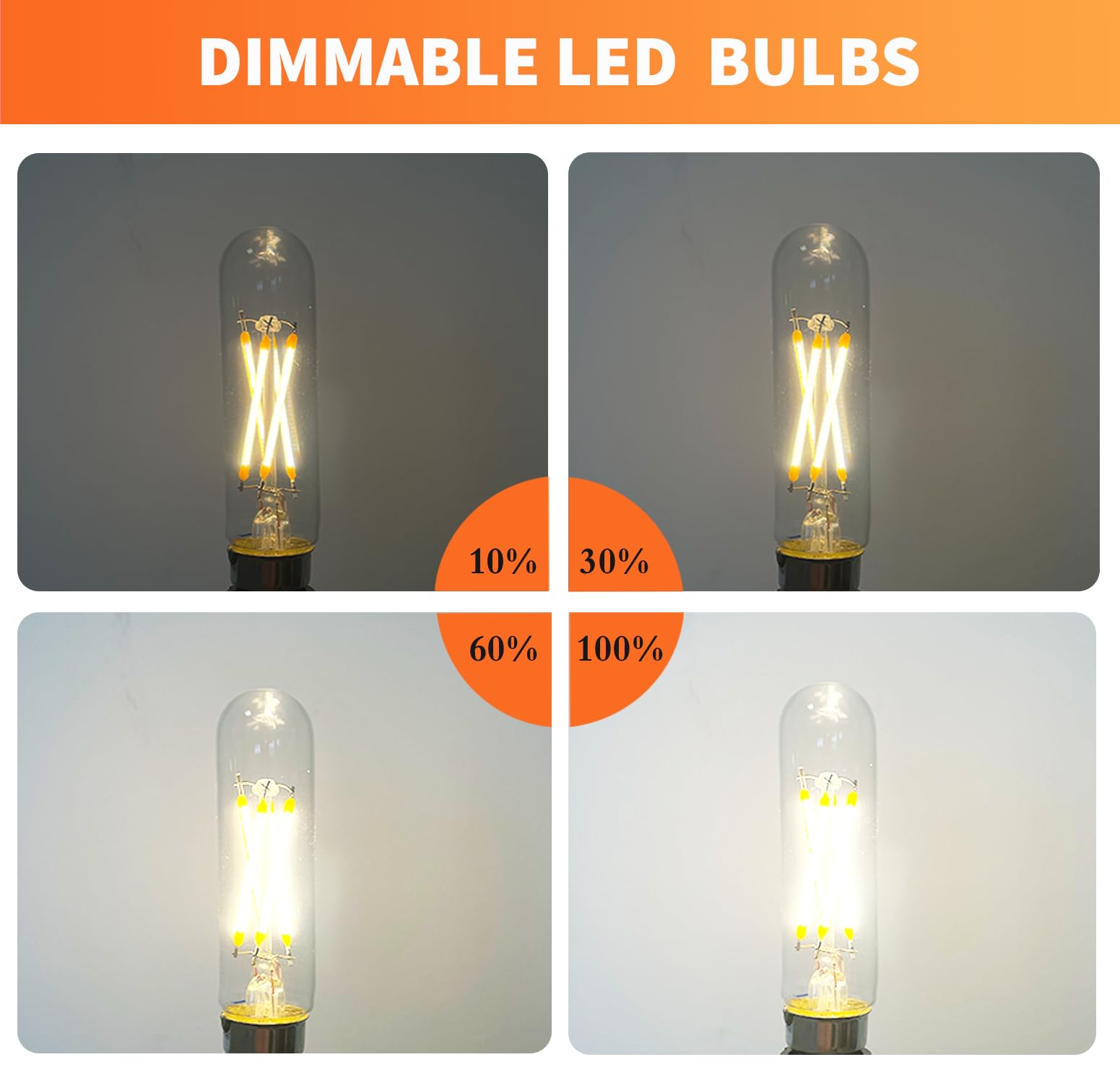 ALAMPEVER 5.5W (60W Equivalent) Dimmable T6 LED Edison Bulbs, E12 Candelabra Base, 5000K Daylight, CRI90, 550LM, Clear Vintage Tubular Bulb, 6-Pack