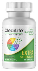 clearlife extra strength multi-system allergy relieving homeopathic remedy - 15 powerful actives provide potent maximum congestion, itchiness & sinus pressure relief - non-drowsy - 60 tablets