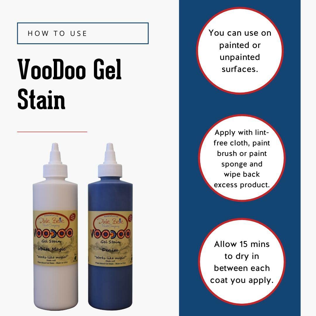 Dixie Belle Voodoo Gel Stain | Au Naturel | Natural Grain Water-Based Stain for Wood Projects | Made in The USA | Wood Grain Enhancer | 8 Fl Oz