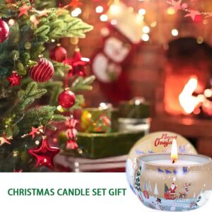 OFUN 8 Pack Christmas Scented Candles Gift Set, 2.5 oz Natural Soy Wax Xmas Aromatherapy Candle Set for Home Scented Decoration, Jar Candles Gifts for Christmas Presents