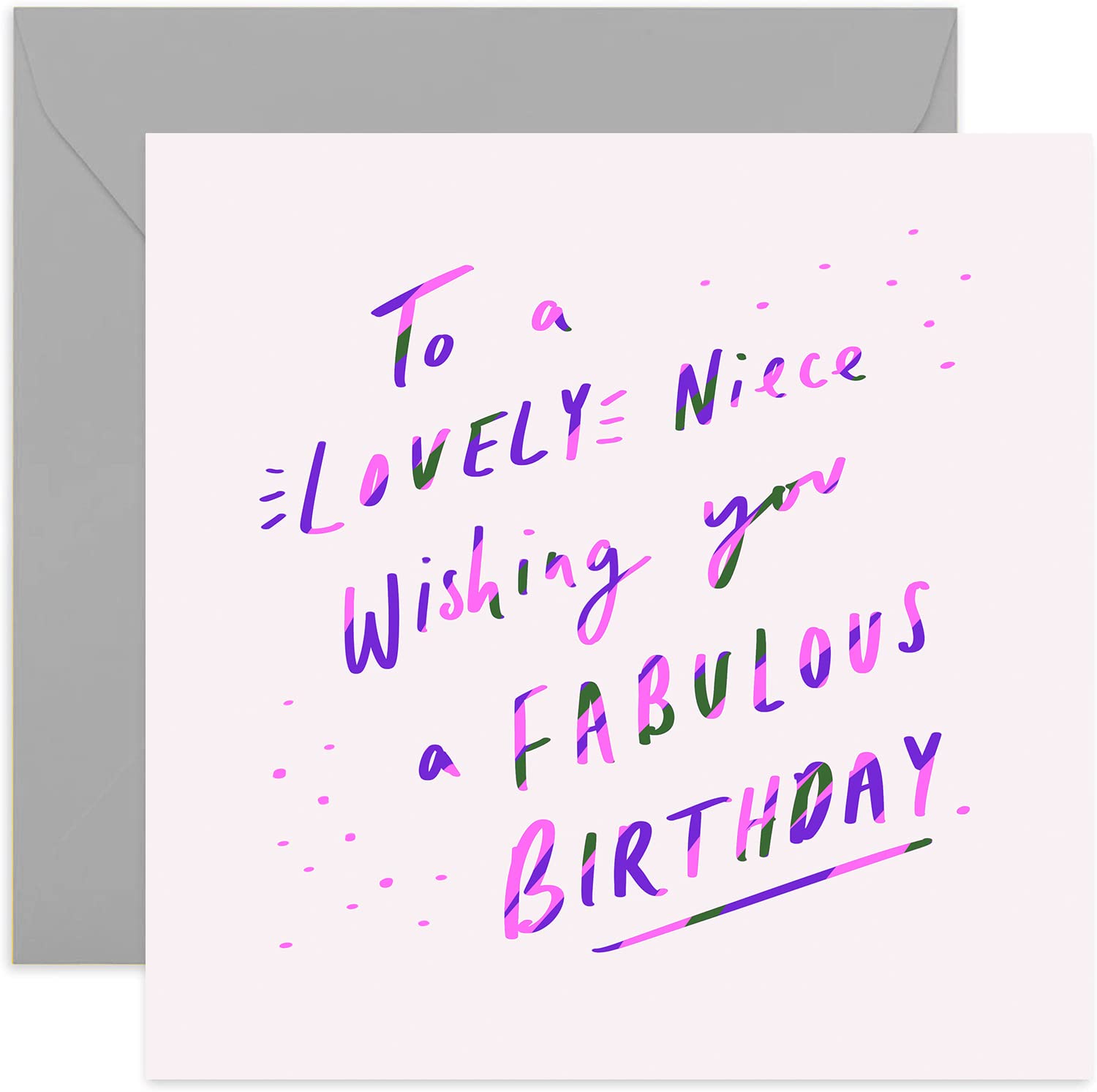 Old English Co. Lovely Niece Birthday Card - Neon Purple Birthday Card for Women | Cute Fun Design for Her from Aunty Uncle | Blank Inside & Envelope Included