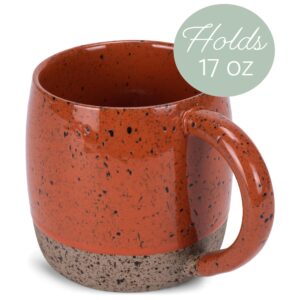 Elanze Designs Speckled Raw Bottom 17 ounce Ceramic Mug, Burnt Orange