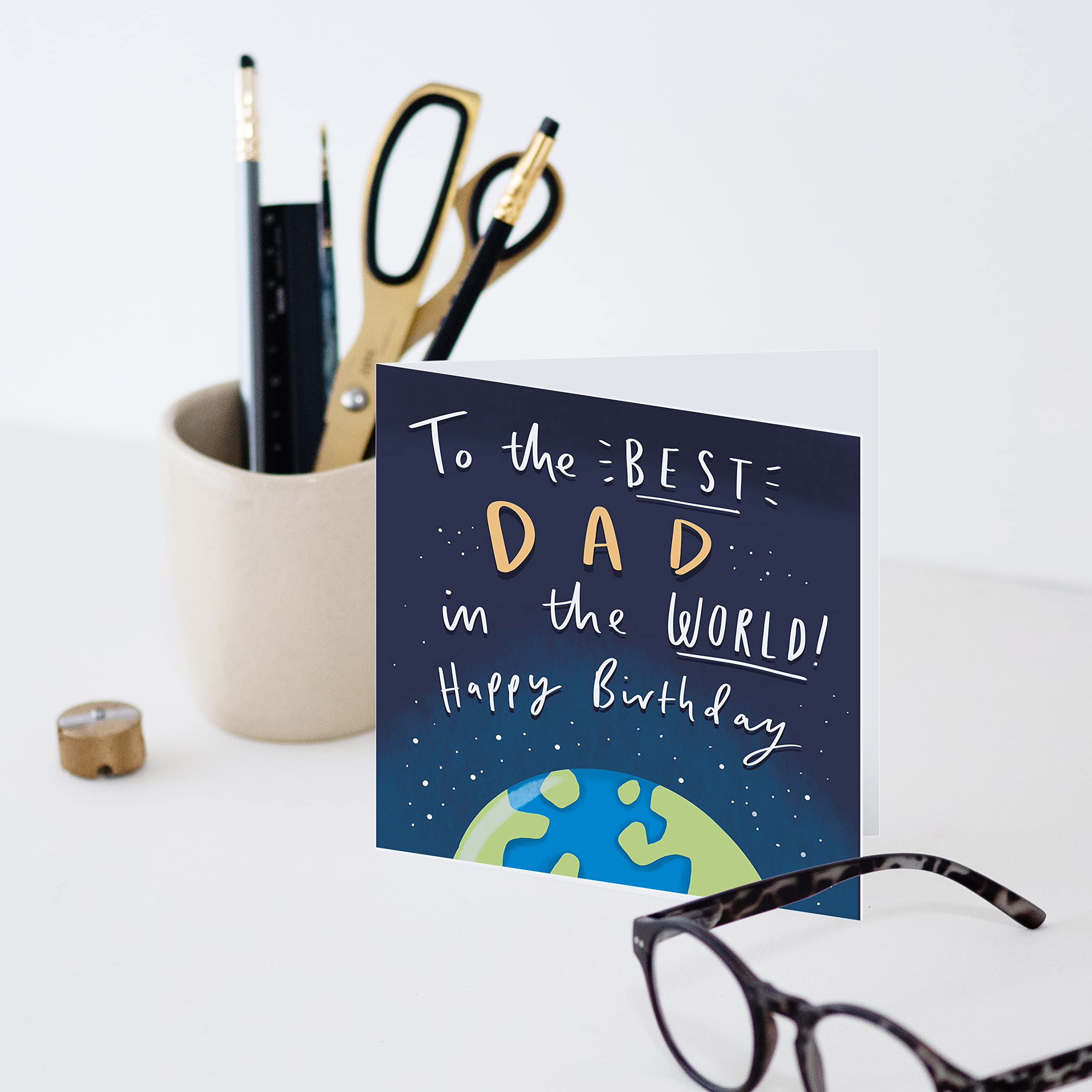 Old English Co. Best Dad In The World Birthday Card - Birthday Card for men| Father-in-law | Blank Inside & Envelope Included