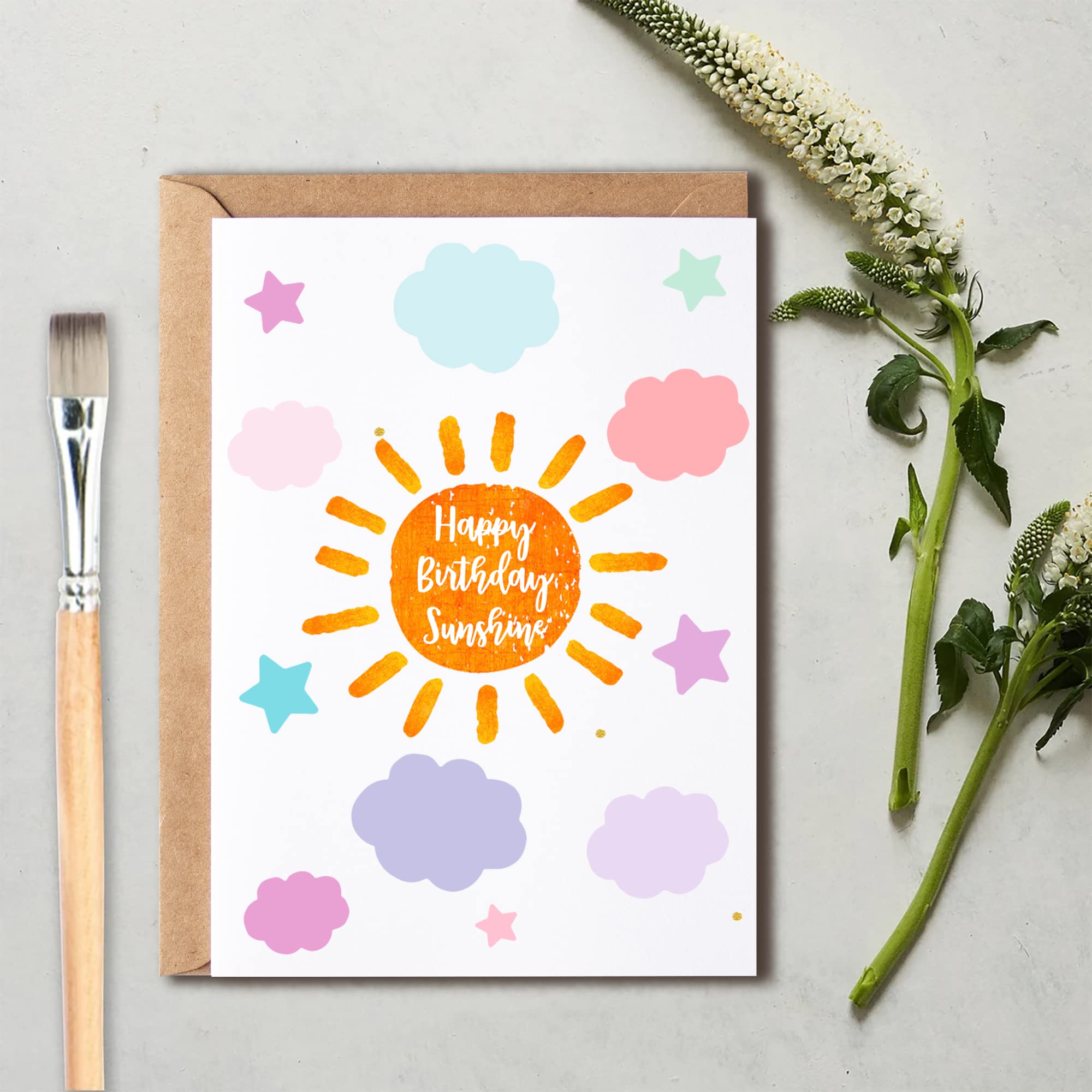 Happy Birthday Sunshine Letterpress Card - Sunny Greeting Card - Funny Card - Cute Sun Card - Funny Sun Card - Meaningful Gift Card