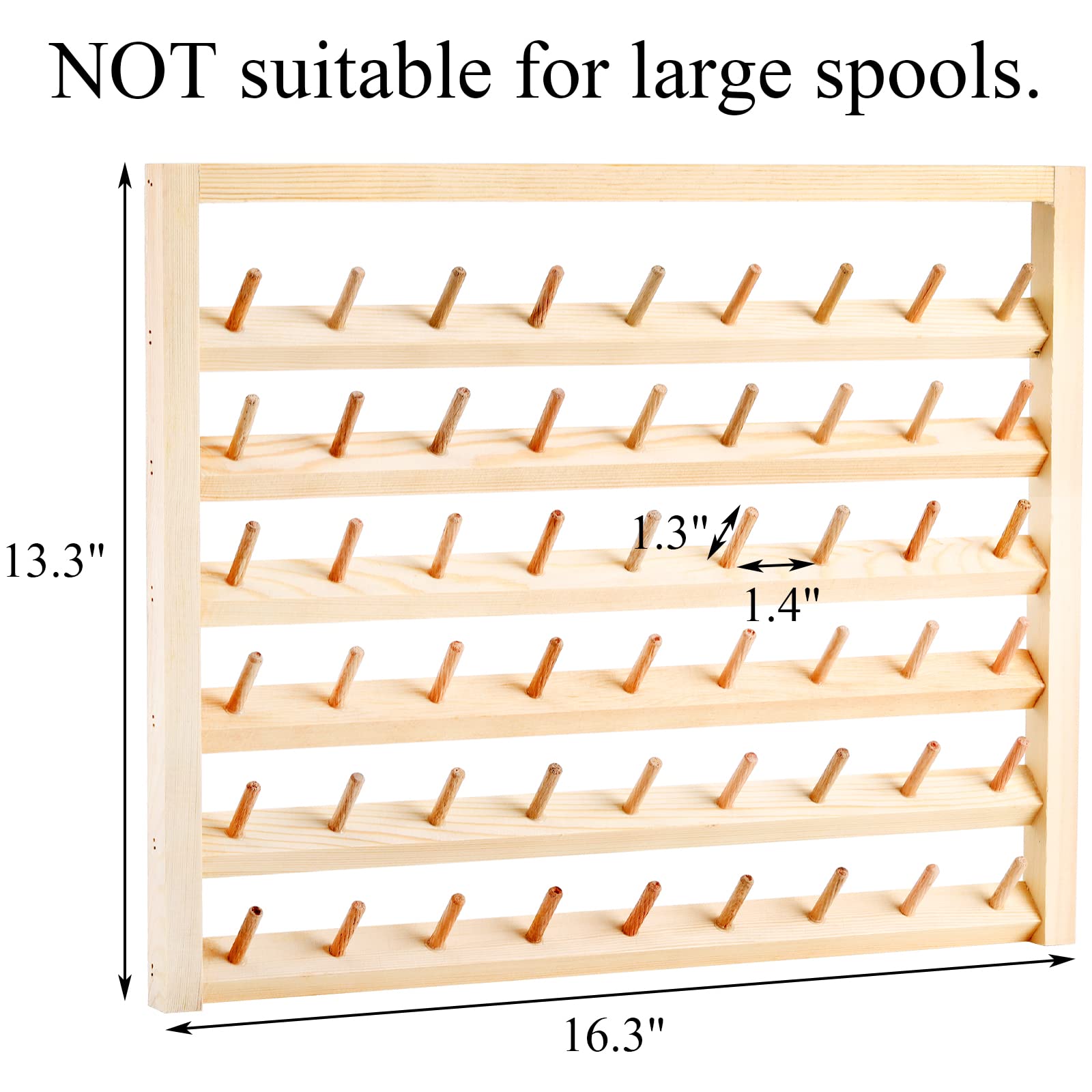 Tosnail 2 Pack 54 Spools Wooden Thread Holder, Large Thread Racks, Wall Mount Thread Storage Organizer for Sewing, Braiding and Embroidery