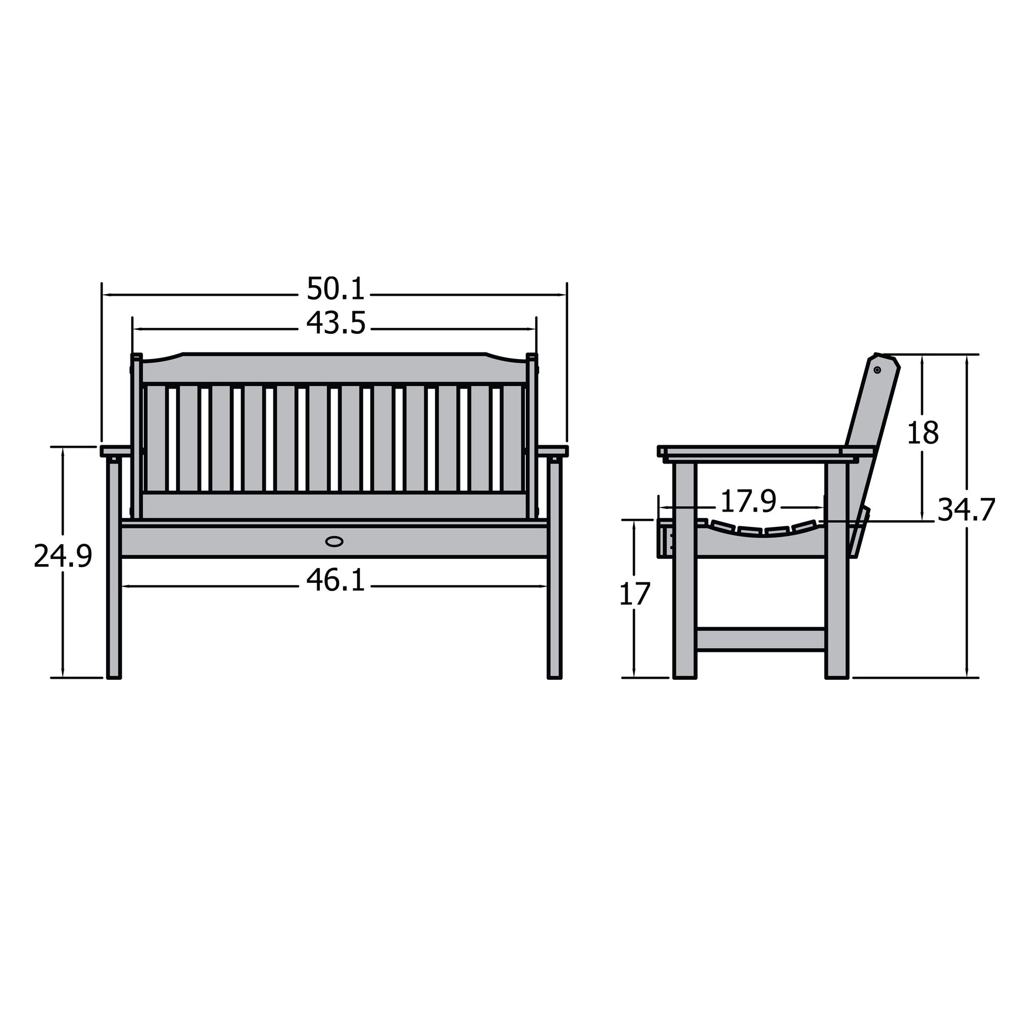 highwood Lehigh Garden Bench, 4 Feet, Federal Blue