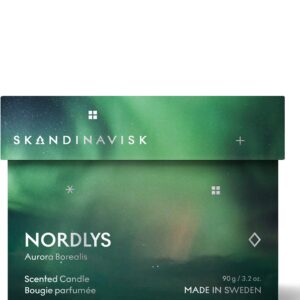 Skandinavisk NORDLYS 'Northern Lights' Scented Candle. Fragrance Notes: Arctic Intensity and Celestial Colour, a Singular Symphony for Senses. 3.17 oz.