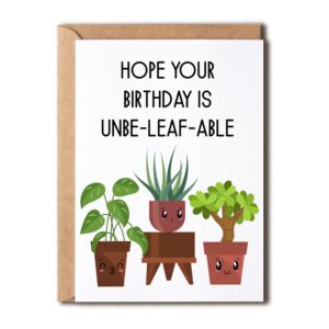 oysterspearl hope your birthday is unbe-leaf-able card - birthday card - plant birthday card - happy birthday card - plant lady card - birthday greeting