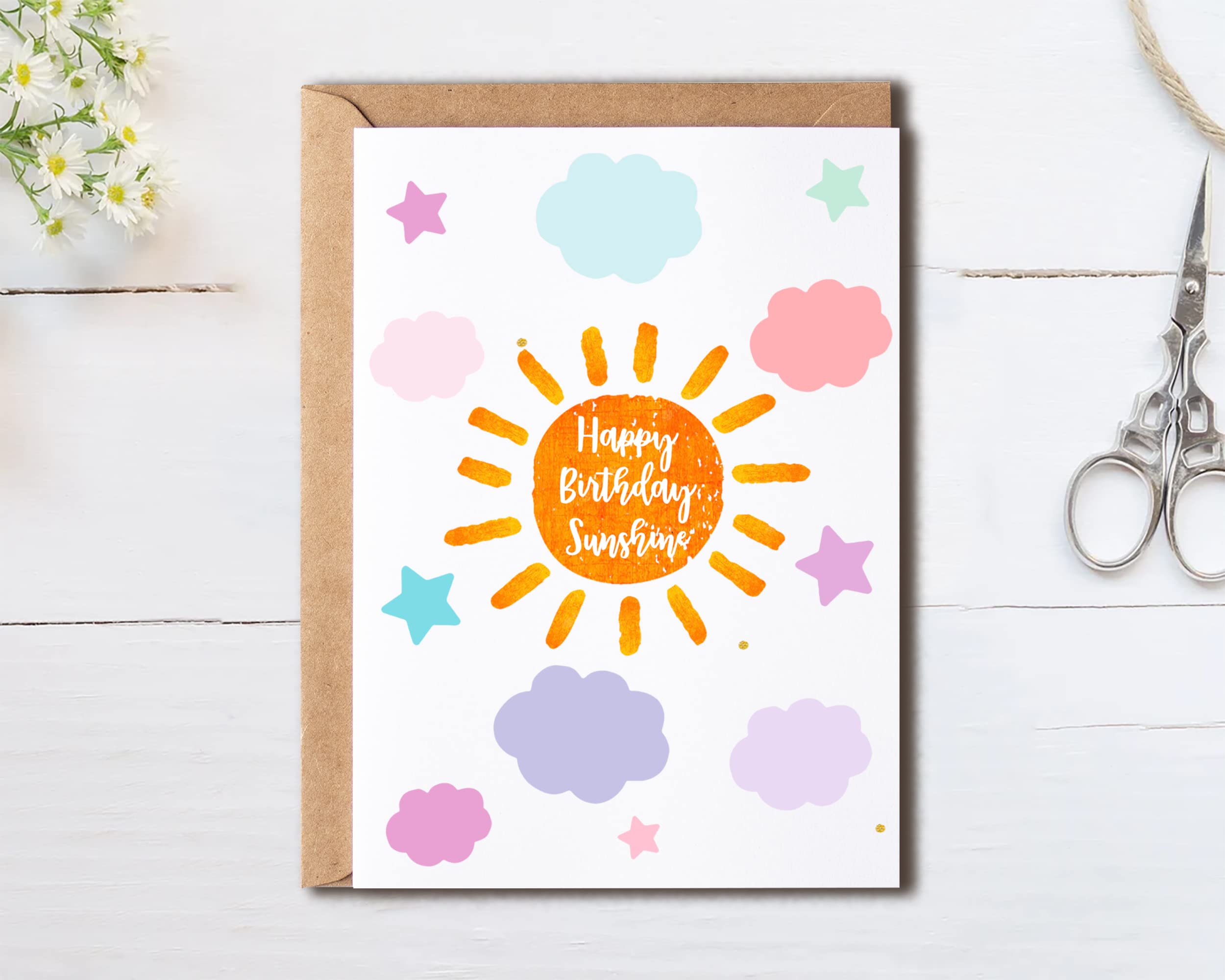 Happy Birthday Sunshine Letterpress Card - Sunny Greeting Card - Funny Card - Cute Sun Card - Funny Sun Card - Meaningful Gift Card