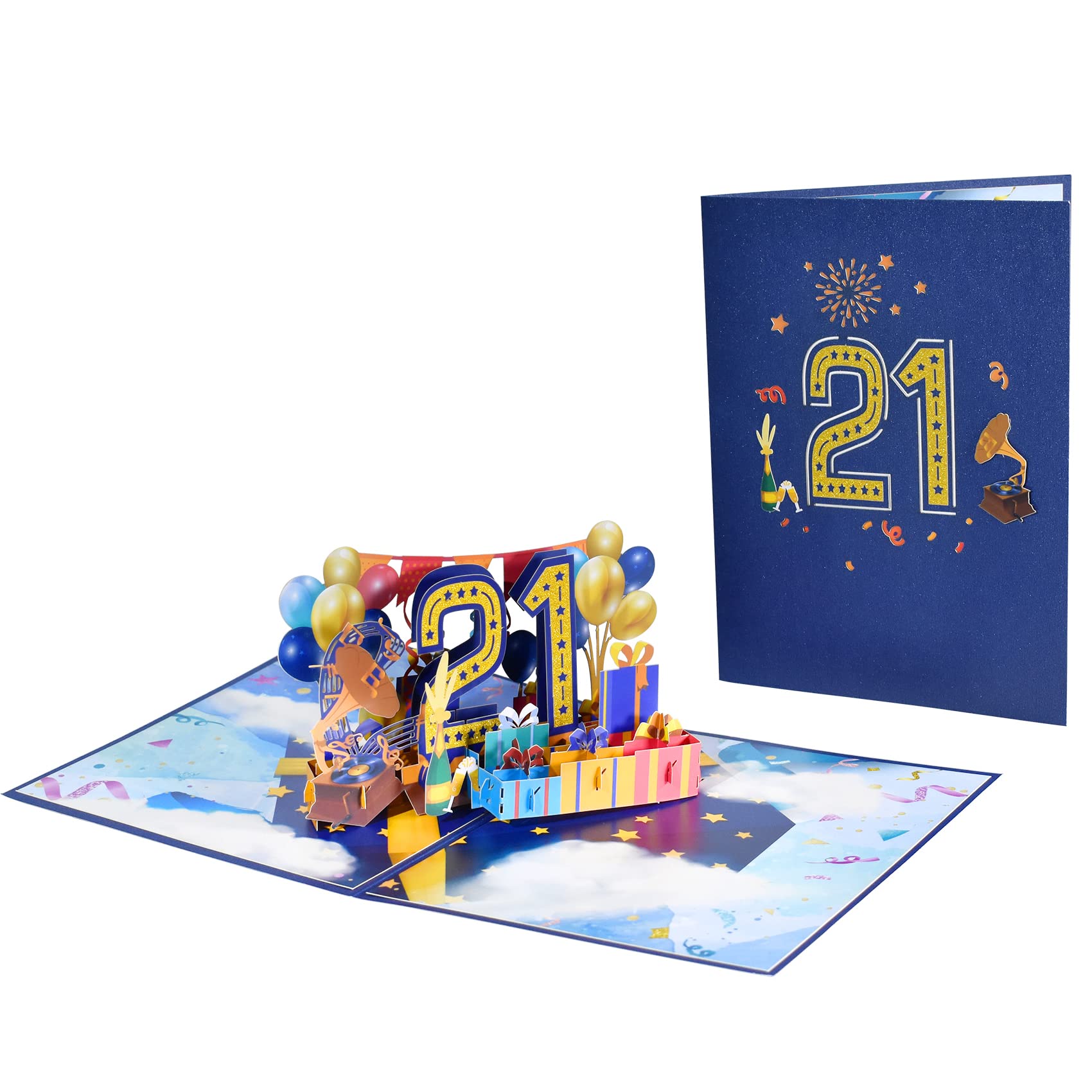 Greeting Art 21st Birthday Pop Up Card, Laser Cut, 3D Design, Includes Envelope