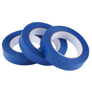 lichamp 3 pack blue painters tape 1 inch, blue masking tape 1 inch x 55 yards x 3 rolls (165 total yards)