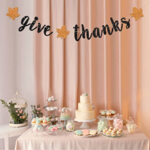 INNORU Give Thanks Banner, Thanksgiving Day Party Decorations, Hello Autumn Party Banner, Thank You Party Decoration Suppllies, Black Glitter