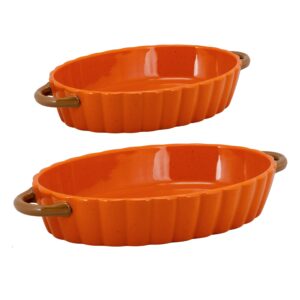 10 strawberry street pumpkin baker set, 12" & 14.5", orange